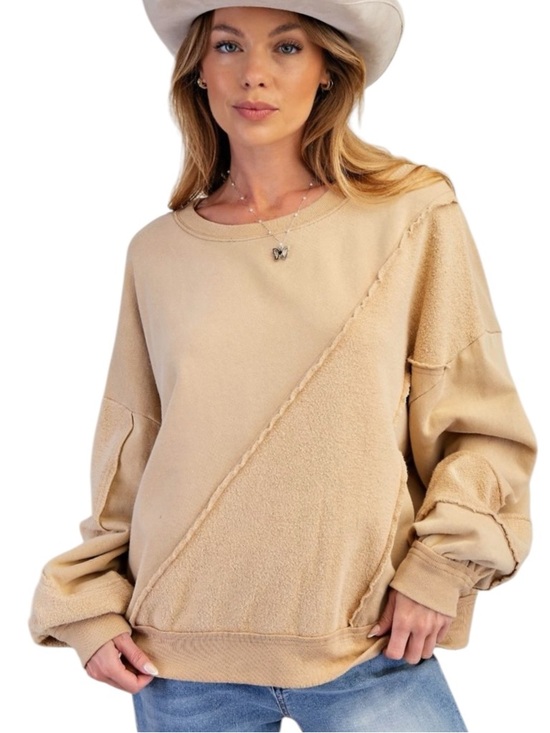 easel Tops - 755:  EASEL NWT SWEATSHIRT KHAKI (H5)